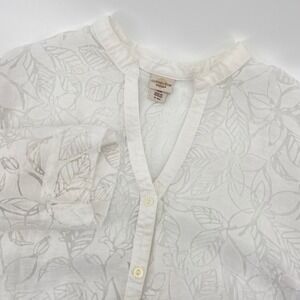 Covington Woman Blouse Womens 16-18W White Floral Burnout Sheer Button Up Top